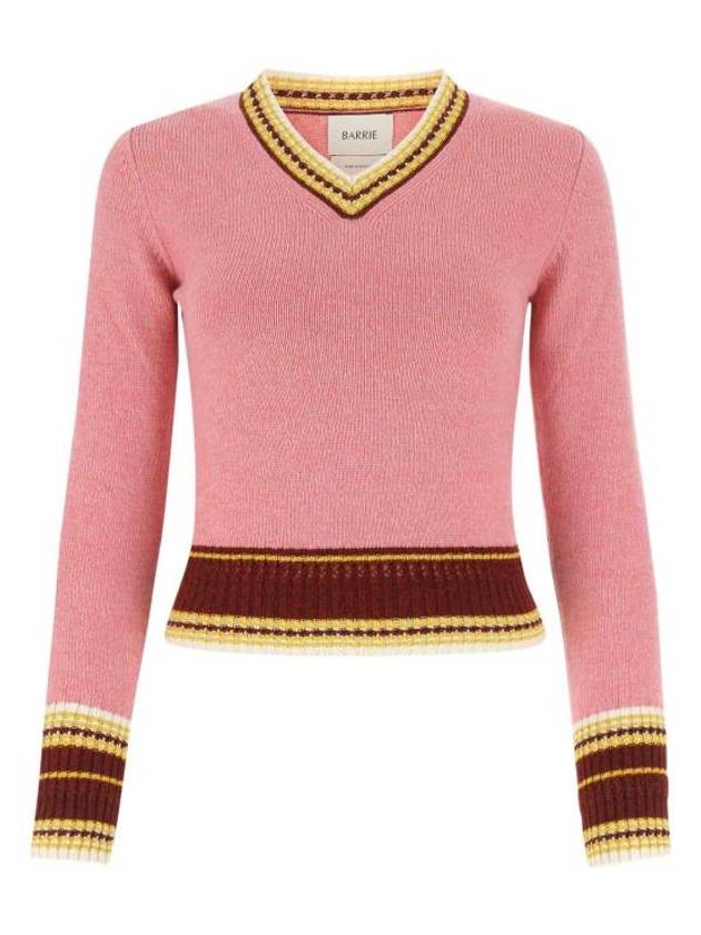 V-neck cashmere knit top pink - BARRIE - BALAAN.