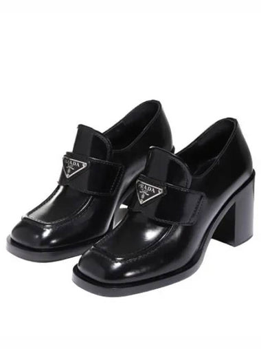 Brushed leather high heel loafers - PRADA - BALAAN 1