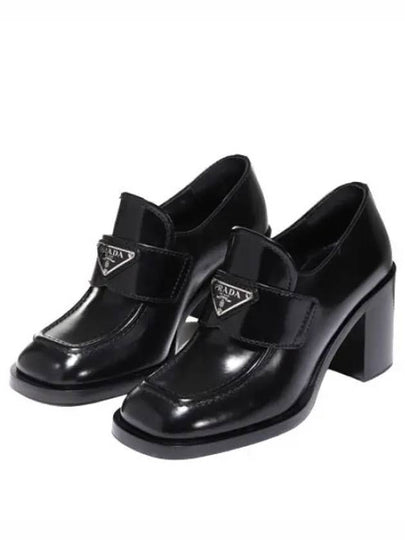 Brushed Leather High Heel Loafer Women Shoes - PRADA - BALAAN 1