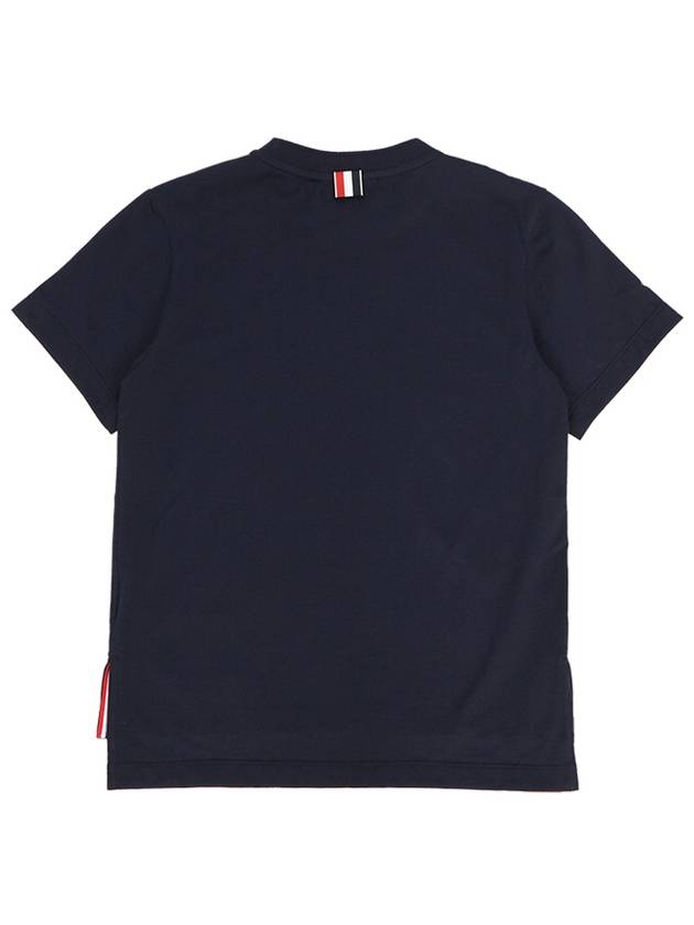 Logo Patch Lightweight Jersey Relaxed Fit Short Sleeve T-Shirt Navy - THOM BROWNE - BALAAN 3