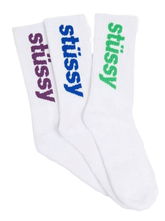 Helvetica Socks 3 Pack Set White - STUSSY - BALAAN 1