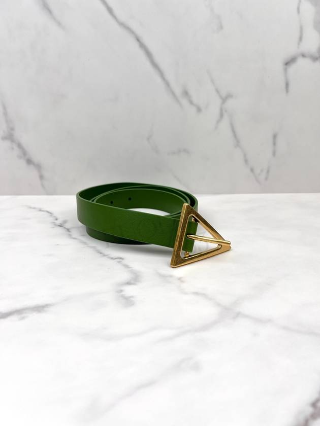 Triangle Buckle Leather Belt Green - BOTTEGA VENETA - BALAAN 7