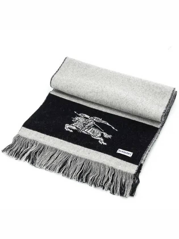 EKD Logo Wool Scarf Black - BURBERRY - BALAAN 5