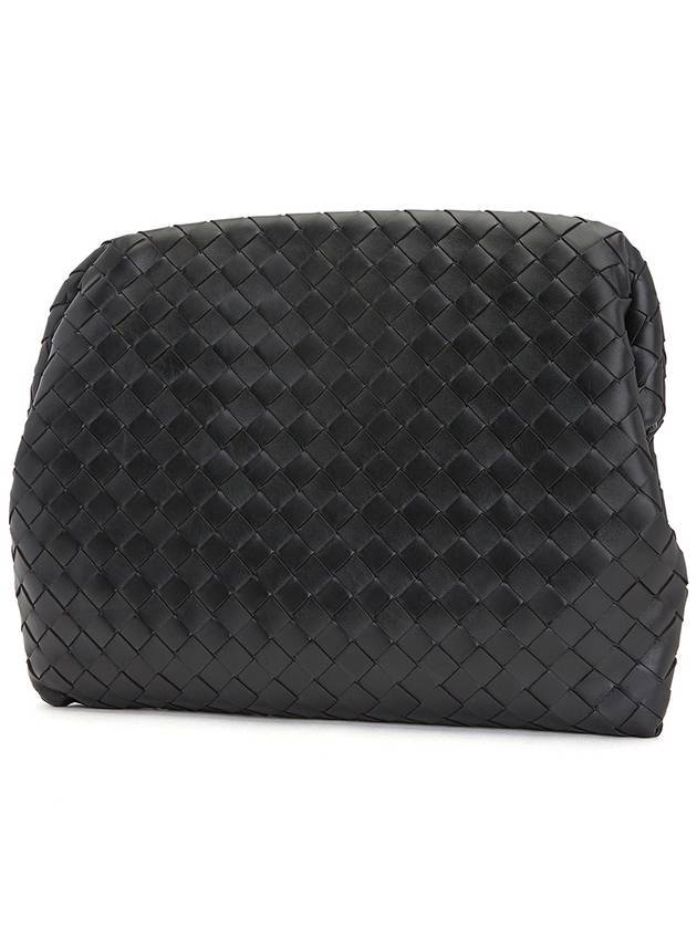 Intrecciato Leather Pouch Bag Black - BOTTEGA VENETA - BALAAN 3