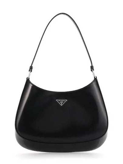 Triangular Logo Cleo Brushed Leather Shoulder Bag Black - PRADA - BALAAN 2