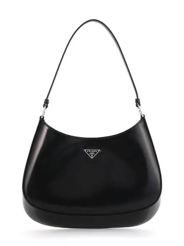 Triangular Logo Cleo Brushed Leather Shoulder Bag Black - PRADA - BALAAN 3