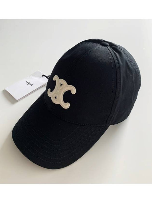 Triomphe Logo Cotton Ball Cap Black - CELINE - BALAAN 2