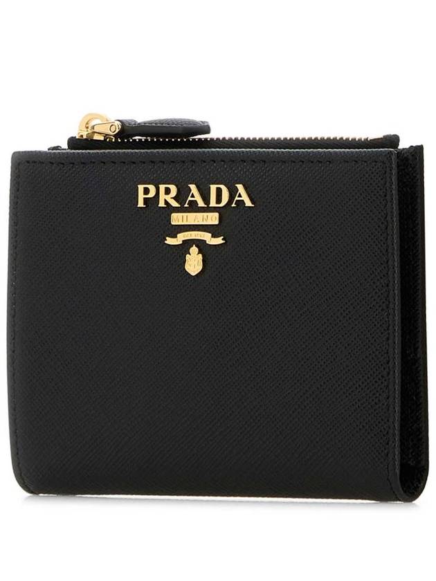 Saffiano Metal Logo Zipper Half Wallet Black - PRADA - BALAAN 3