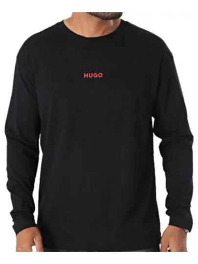 Logo Detail Relax Fit Stretch Cotton Pajama T-Shirt Black - HUGO BOSS - BALAAN 2