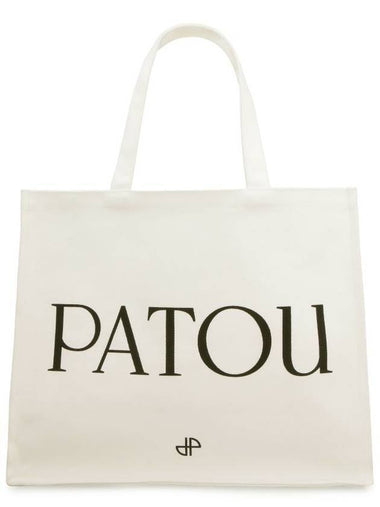 Organic Cotton Logo Canvas Tote Bag Ivory - PATOU - BALAAN 1