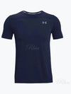 Men's Seamless Logo Short Sleeve T-Shirt Navy - UNDER ARMOUR - BALAAN 2