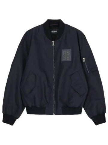 Logo patch bomber jacket dark blue aviation jumper blouson - RAF SIMONS - BALAAN 1