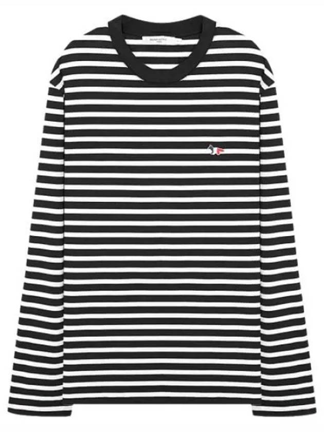 Marine Stripe Tricolor Fox Patch Women s Long Sleeve T Shirt - MAISON KITSUNE - BALAAN 1