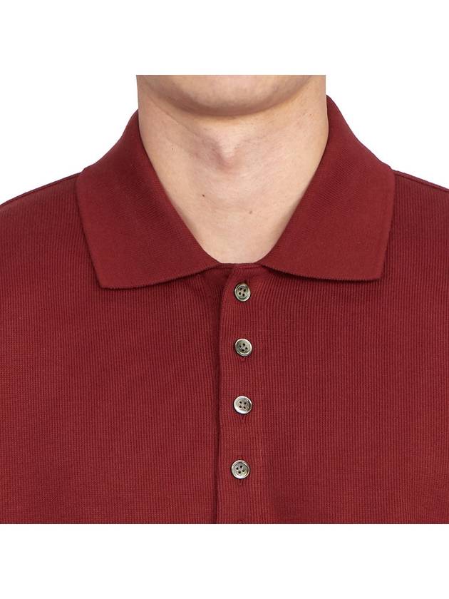 Bar Stripe Knit Polo Shirt Red - THOM BROWNE - BALAAN 4