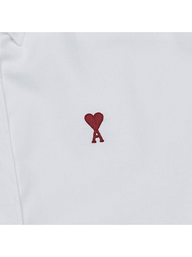 Heart Logo Short Sleeve Shirt White - AMI - BALAAN 11