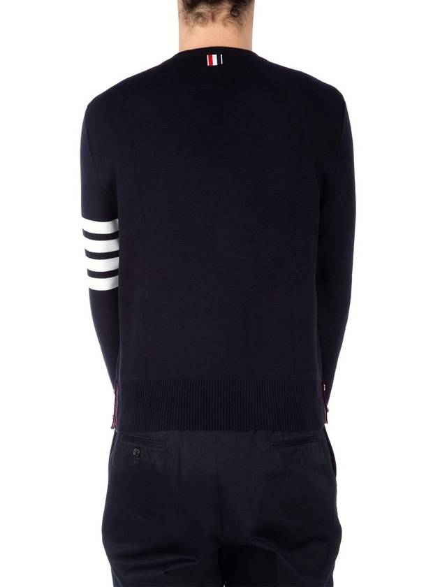 4 Bar Armband Milano Stitch Knit Top Navy - THOM BROWNE - BALAAN 4