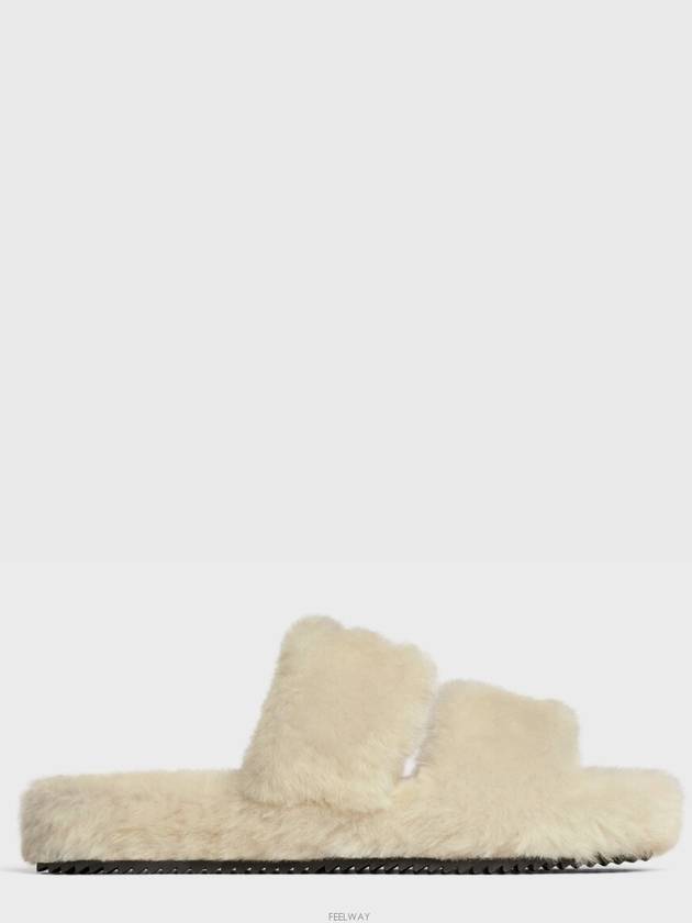 Triomphe Shearling Fur Slippers Beige - CELINE - BALAAN 6