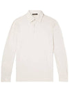 Men's Cotton Long Sleeve Polo Shirt Ivory - LORO PIANA - BALAAN 1