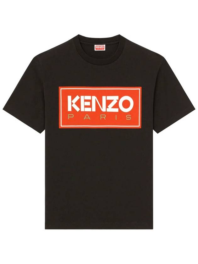 Paris Logo Print Cotton Short Sleeve T-Shirt Black - KENZO - BALAAN 2