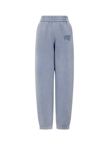 Puff Logo Warm Jogger Pants Blue - ALEXANDER WANG - BALAAN 1