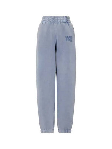 Puff Logo Warm Jogger Pants Blue - ALEXANDER WANG - BALAAN 1