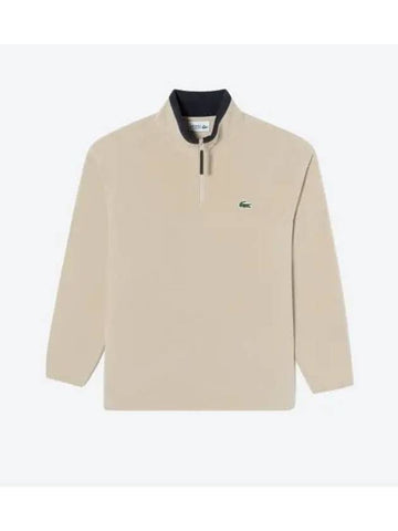 Men s fleece half zip beige - LACOSTE - BALAAN 1