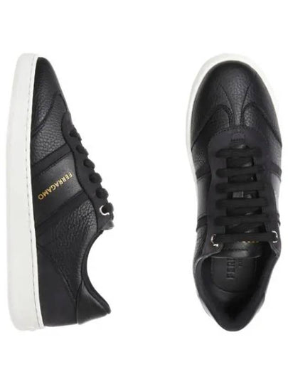 Logo Leather Low Top Sneakers Black - SALVATORE FERRAGAMO - BALAAN 2