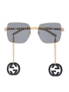 Eyewear Interlocking G Charm Chain Oversized Sunglasses Gold Black - GUCCI - BALAAN 1