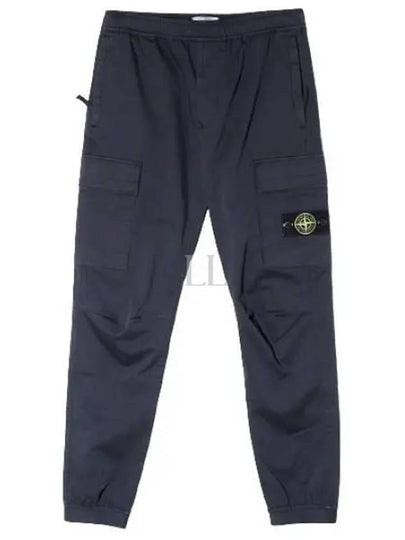 Stretch Cotton Wool Satin Cargo Straight Pants Navy - STONE ISLAND - BALAAN 2