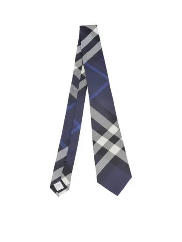 Classic Cut Check Silk Tie Navy - BURBERRY - BALAAN 4