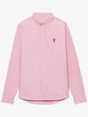 Men's Mini Heart Button Down Oxford Long Sleeve Shirt Pink - AMI - BALAAN 2