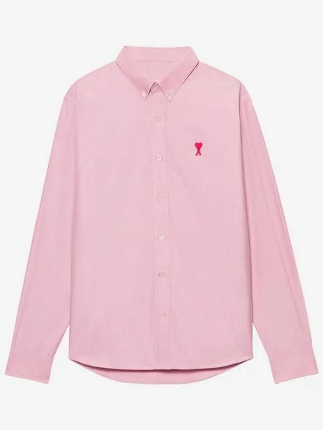 Men's Mini Heart Button Down Oxford Long Sleeve Shirt Pink - AMI - BALAAN 2