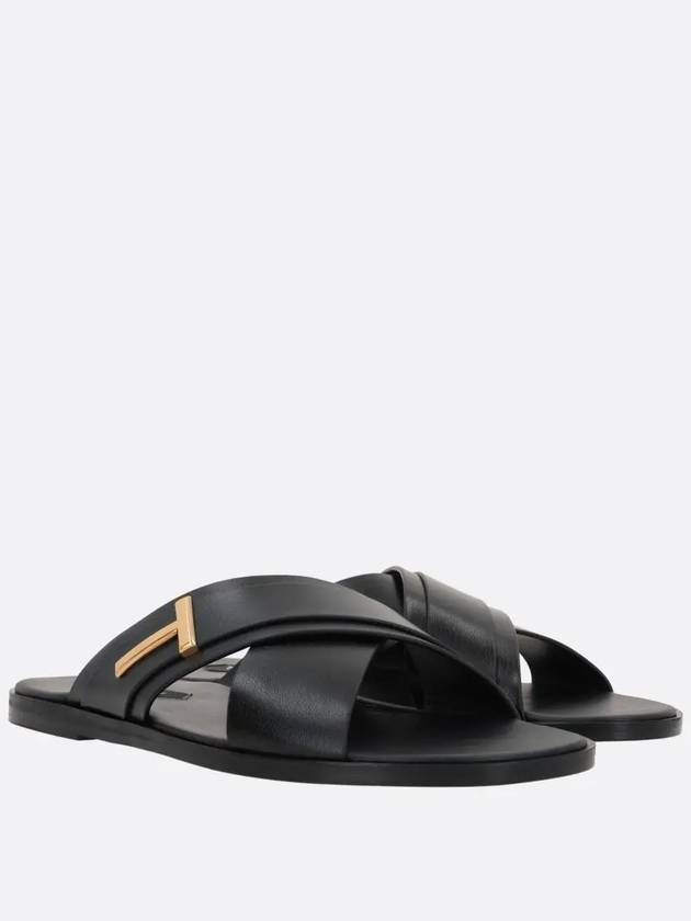 Preston Leather Mule Slippers Black - TOM FORD - BALAAN 3