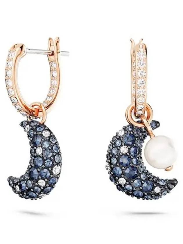 Moon Crystal Pearl Drop Earrings Gold Black - SWAROVSKI - BALAAN 3