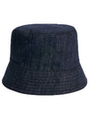 Triangle Logo Denim Cotton Bucket Hat Navy - PRADA - BALAAN.