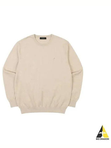 Round neck knit sweater 1851 beige - KANGOL - BALAAN 1