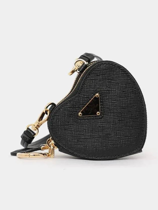 Heart Saffiano Mini Pouch Bag Black - PRADA - BALAAN 2