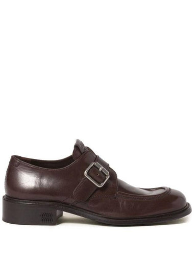 Leather Brogue Loafers Brown - MIU MIU - BALAAN 1