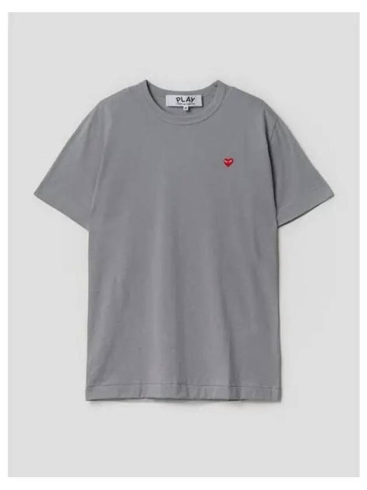 Men s Small Red Heart Waffen T Shirt Gray Domestic Product - COMME DES GARCONS PLAY - BALAAN 1