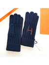 Gloves Navy H222063G01M Knit Gloves - HERMES - BALAAN 4