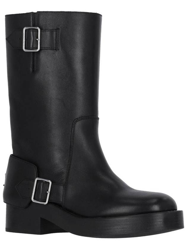 Americana Harness Leather Middle Boots Black - COURREGES - BALAAN 3