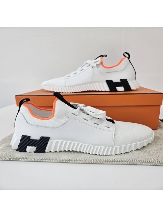 Depart Knit Calfskin Low Sneakers Blanc - HERMES - BALAAN 9