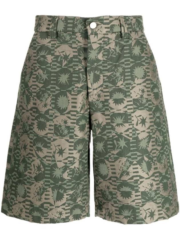 Le Tecido Jacquard Sunny Flower Cotton Shorts Khaki - JACQUEMUS - BALAAN 1