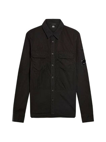 Lens Poplin Long Sleeve Shirt Black - CP COMPANY - BALAAN 1