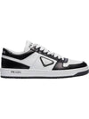 Downtown Perforated Leather Low Top Sneakers White Black - PRADA - BALAAN 2