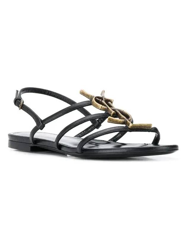 Cassandra Flat Sandals Black - SAINT LAURENT - BALAAN 3