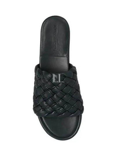 Intrecciato Leather Slippers Black - BOTTEGA VENETA - BALAAN 2