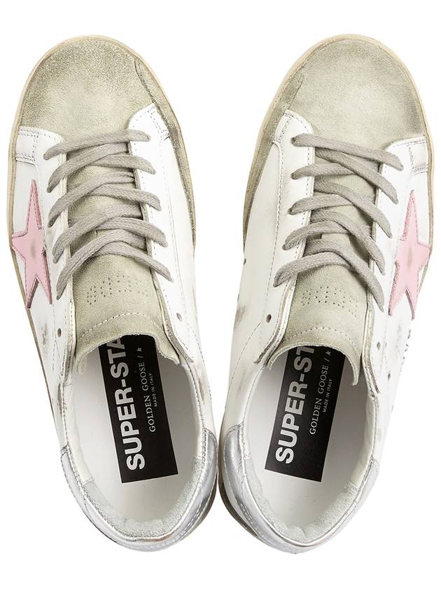 Women's Superstar Silver Heel Tab Pink Star Low Top Sneakers White - GOLDEN GOOSE - BALAAN 3