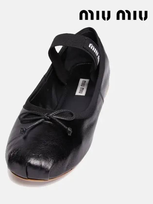 Women's Logo Leather Ballerinas Black - MIU MIU - BALAAN 7