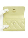 Gold Plated Shiny Grained Calfskin Enamel Strass Card Wallet Light Yellow - CHANEL - BALAAN 6